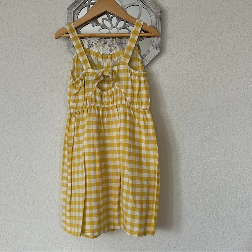 Old Navy • Yellow + White Gingham Plaid Picnic Sun Dress with Button Accents
